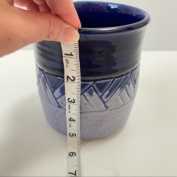 Studio Pottery Planter Signed 5”x5.25” Blue Purple - Picture 6 of 9